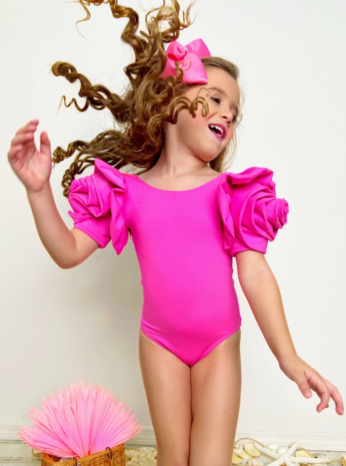Girls Blooming Rose Pink One Piece Swimsuit | HONEYPIEKIDS 