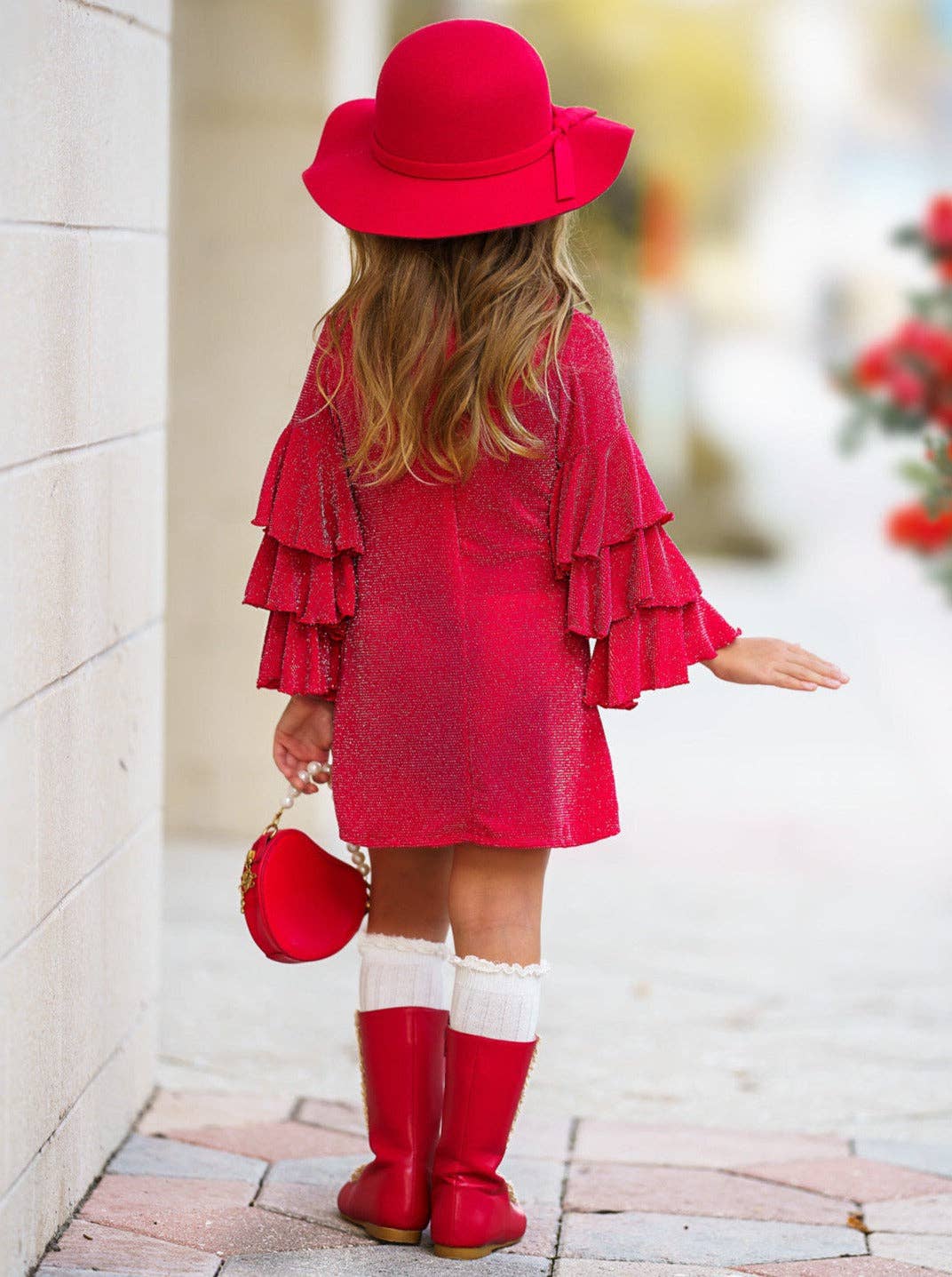 Girls Scarlet Glow Tiered Sleeve Dress | HONEYPIEKIDS 