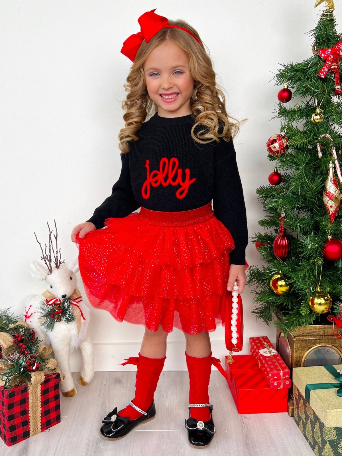 Mia Belle Jolly Embroidered Sweater and Tutu Skirt Set HONEYPIEKIDS