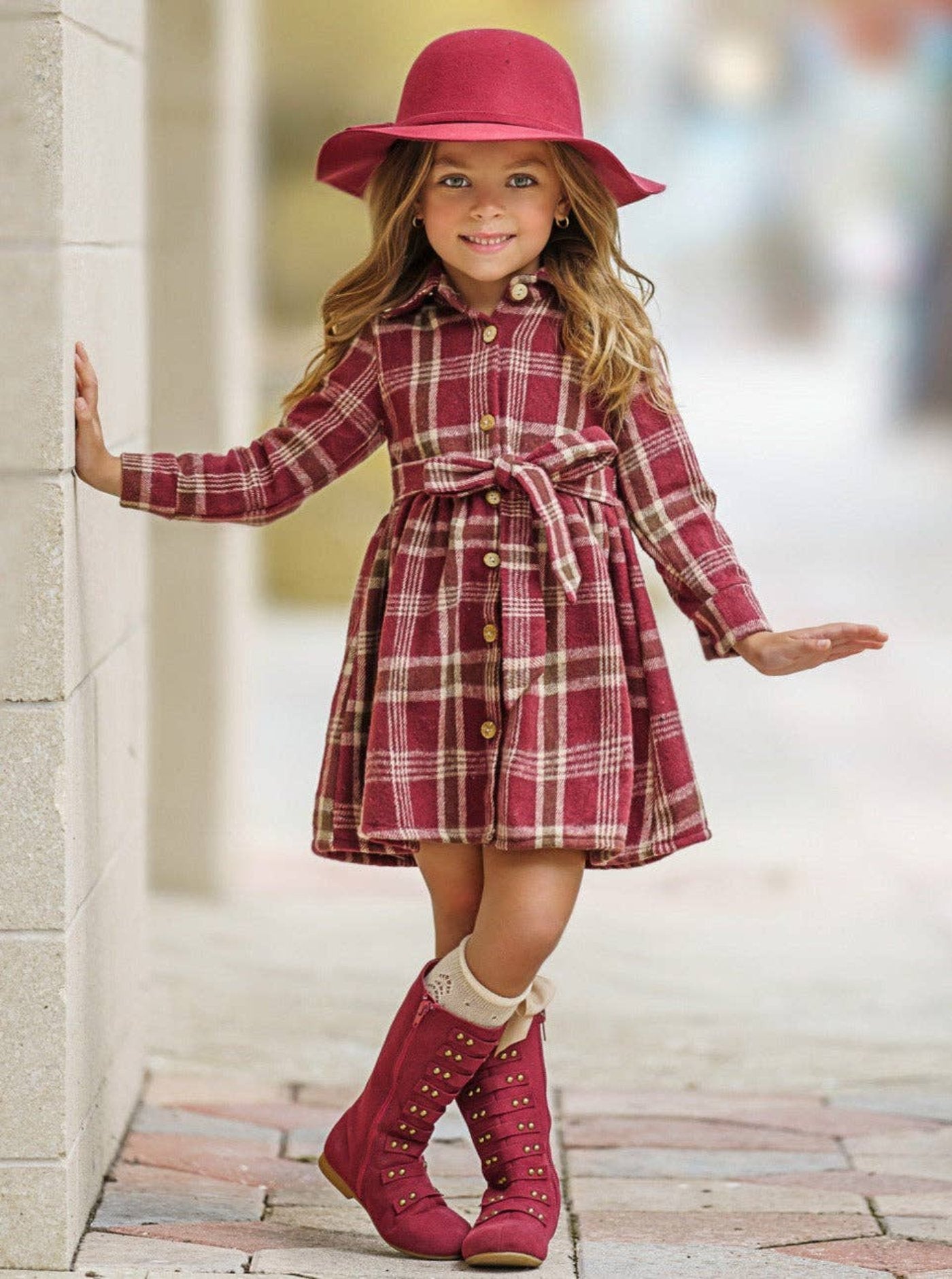 Pumpkin Harvest Burgundy Flannel Dress Burgundy / 10Y Pumpkin Harvest Burgundy Flannel Dress Burgundy / 10Y