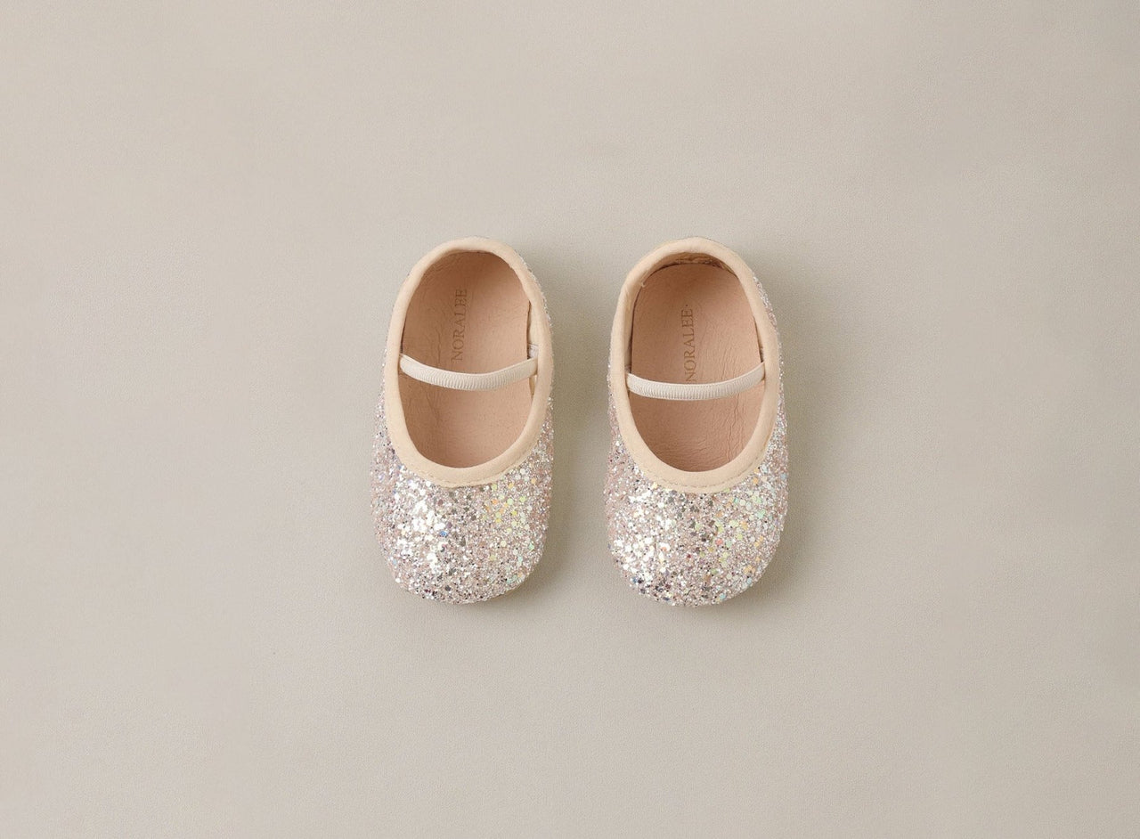 NoraLee Baby Ballet Flats Shoes - Blush Pearl Glitter | HONEYPIEKIDS