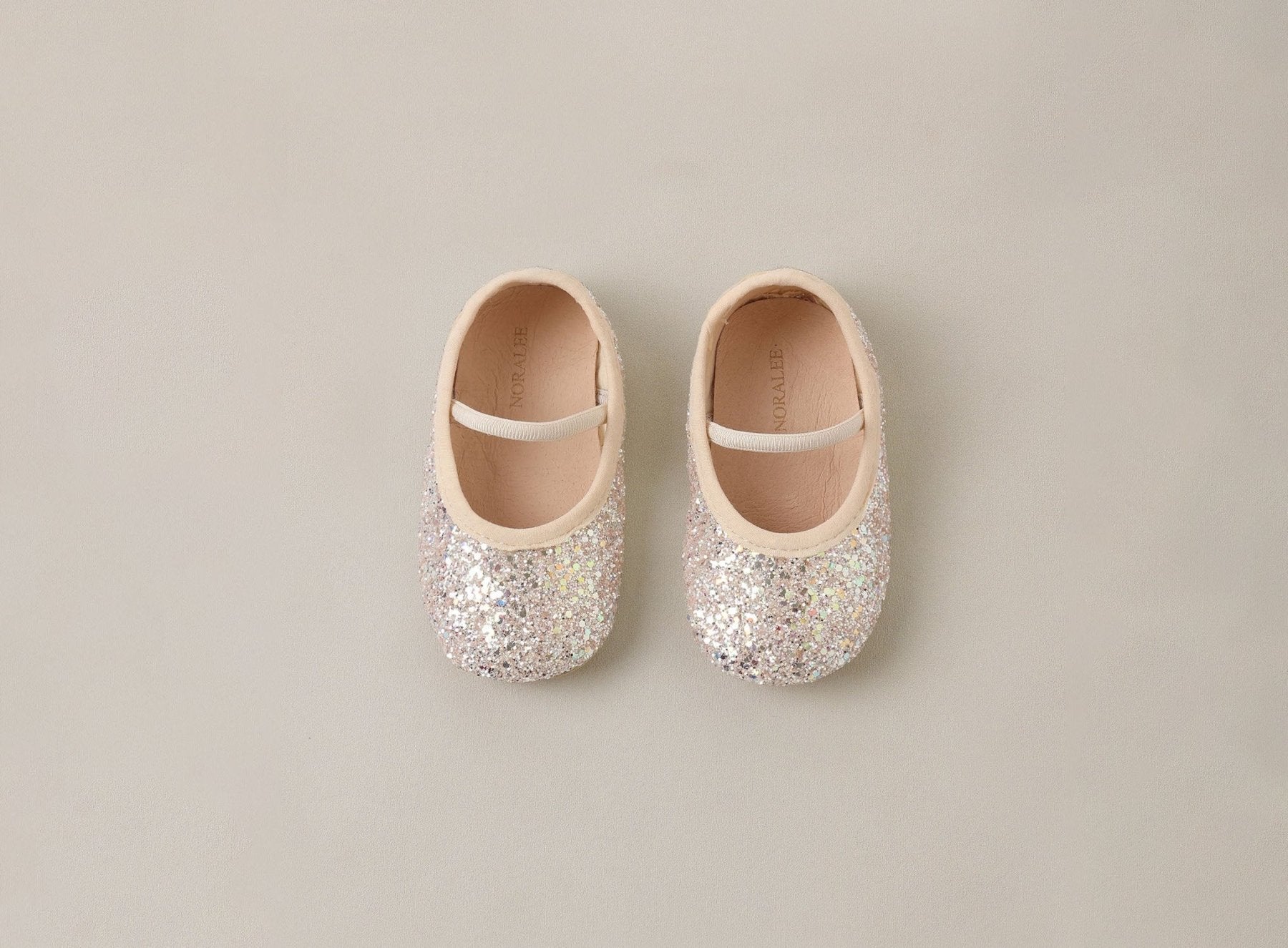 NoraLee Baby Ballet Flats Shoes - Blush Pearl Glitter | HONEYPIEKIDS