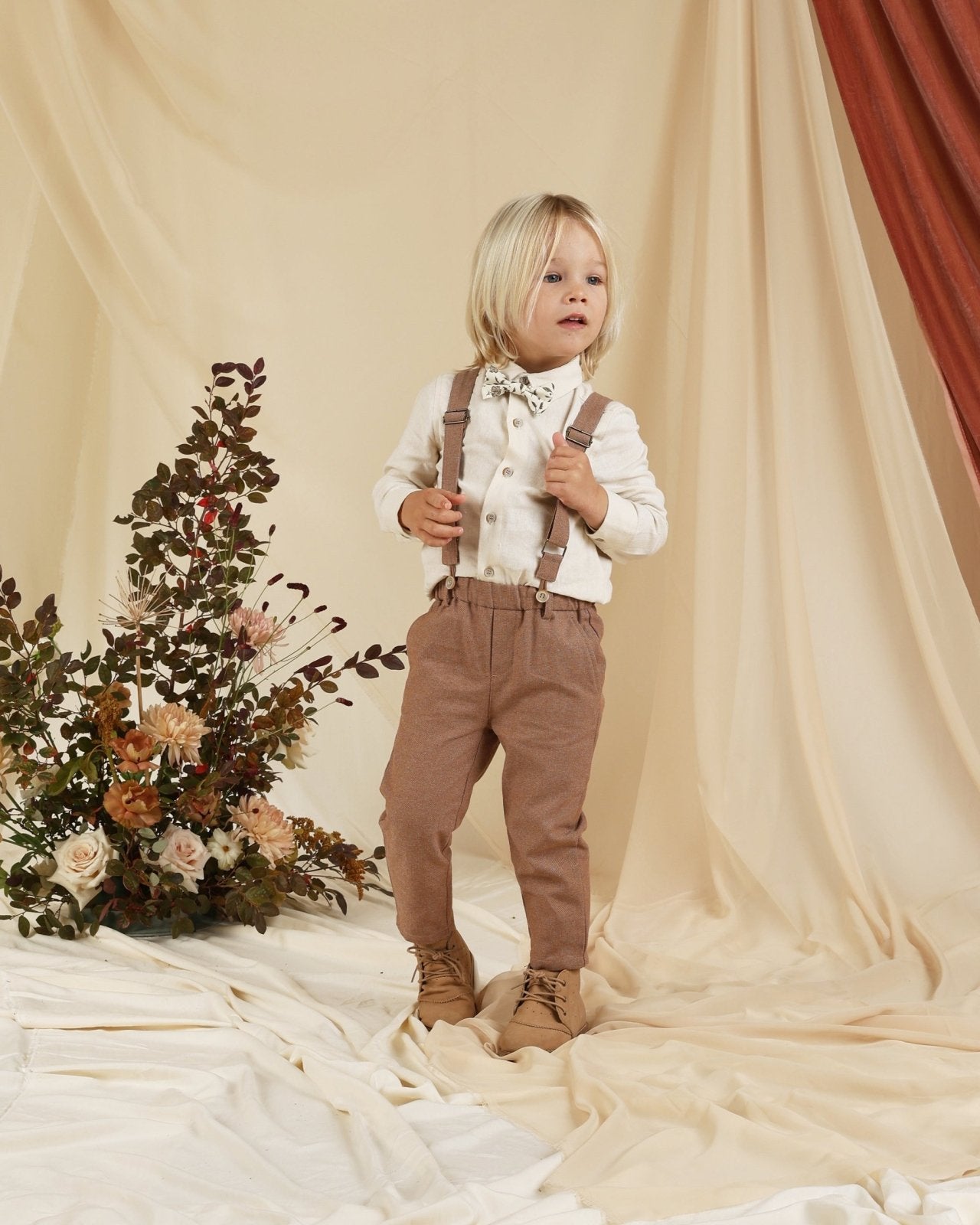 NoraLee Boys Suspender Pants in Copper - Baby and Toddler | HONEYPIEKIDS 