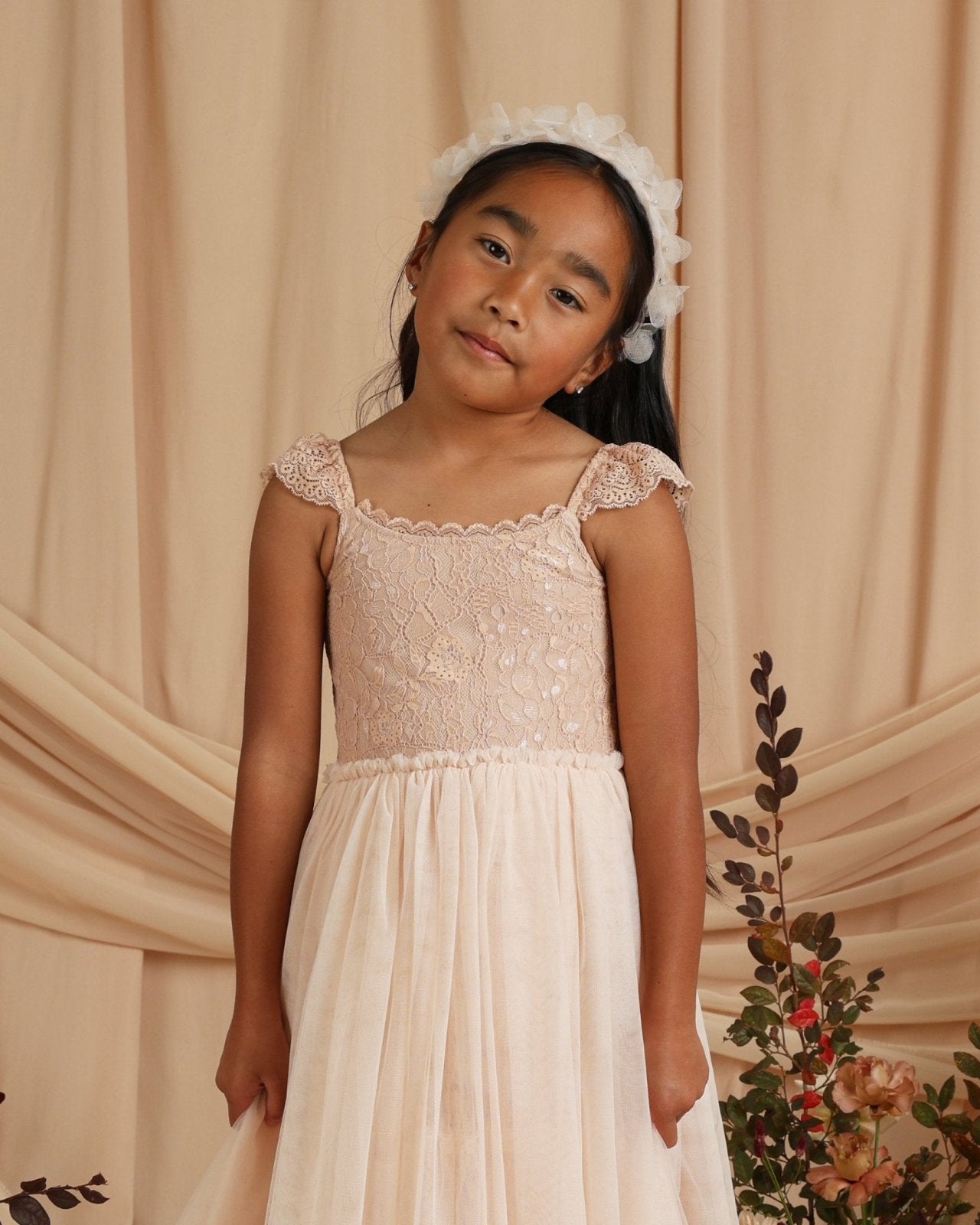 NoraLee Camilla Dress in ANTIQUE - Baby to Youth Size | HONEYPIEKIDS 