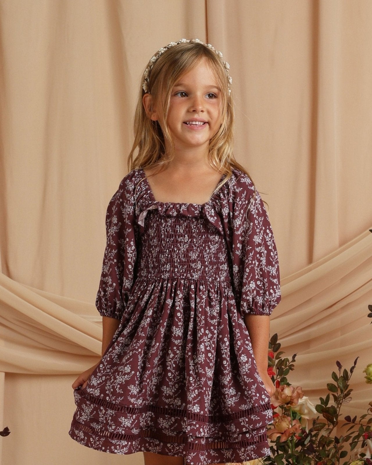 NoraLee Elodie Dress in Winter Vines | HONEYPIEKIDS