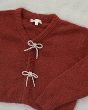 Noralee Girls Bow Cardigan - Ruby | HONEYPIEKIDS 
