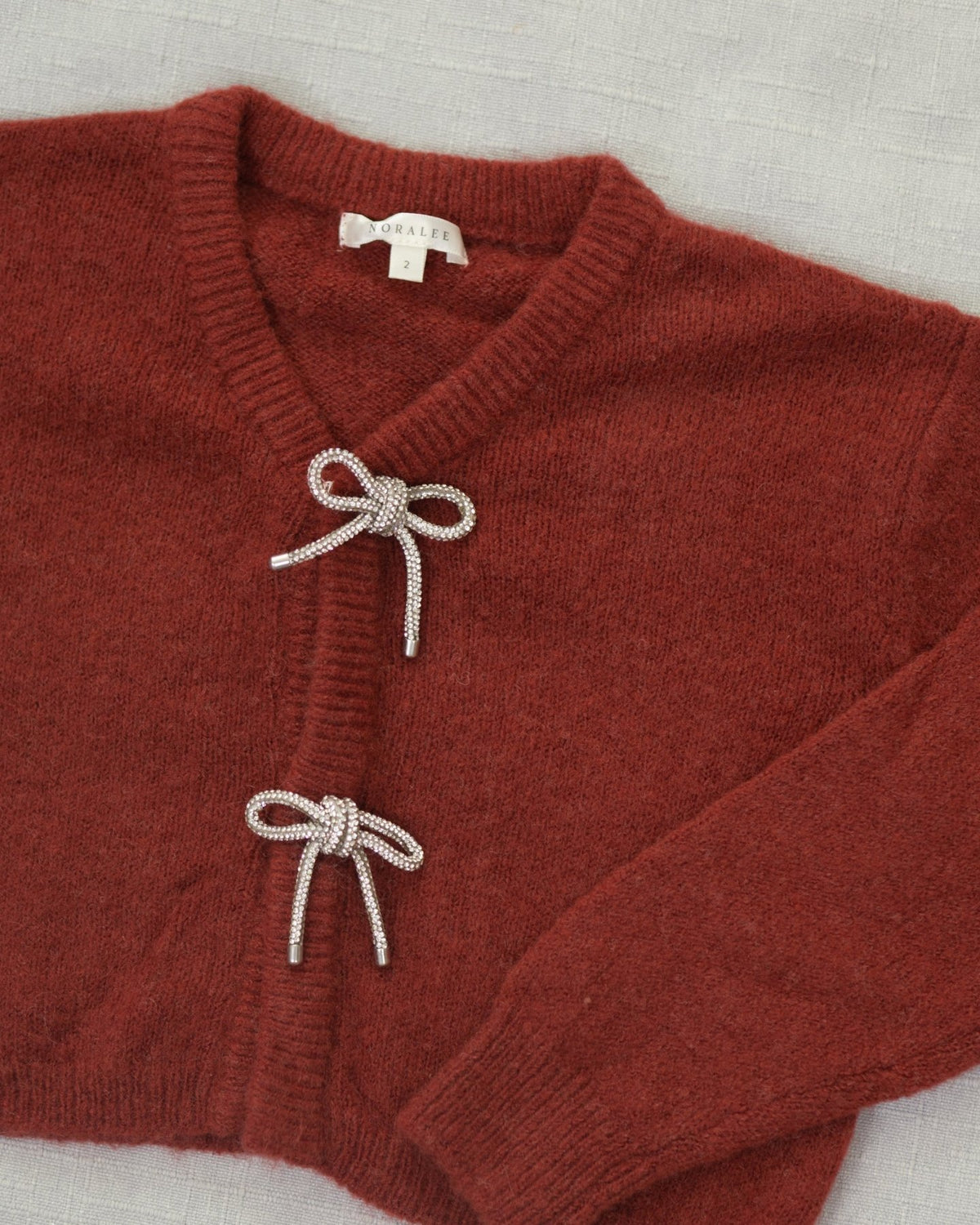 Noralee Girls Bow Cardigan - Ruby | HONEYPIEKIDS 