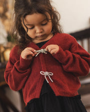Noralee Girls Bow Cardigan - Ruby | HONEYPIEKIDS 
