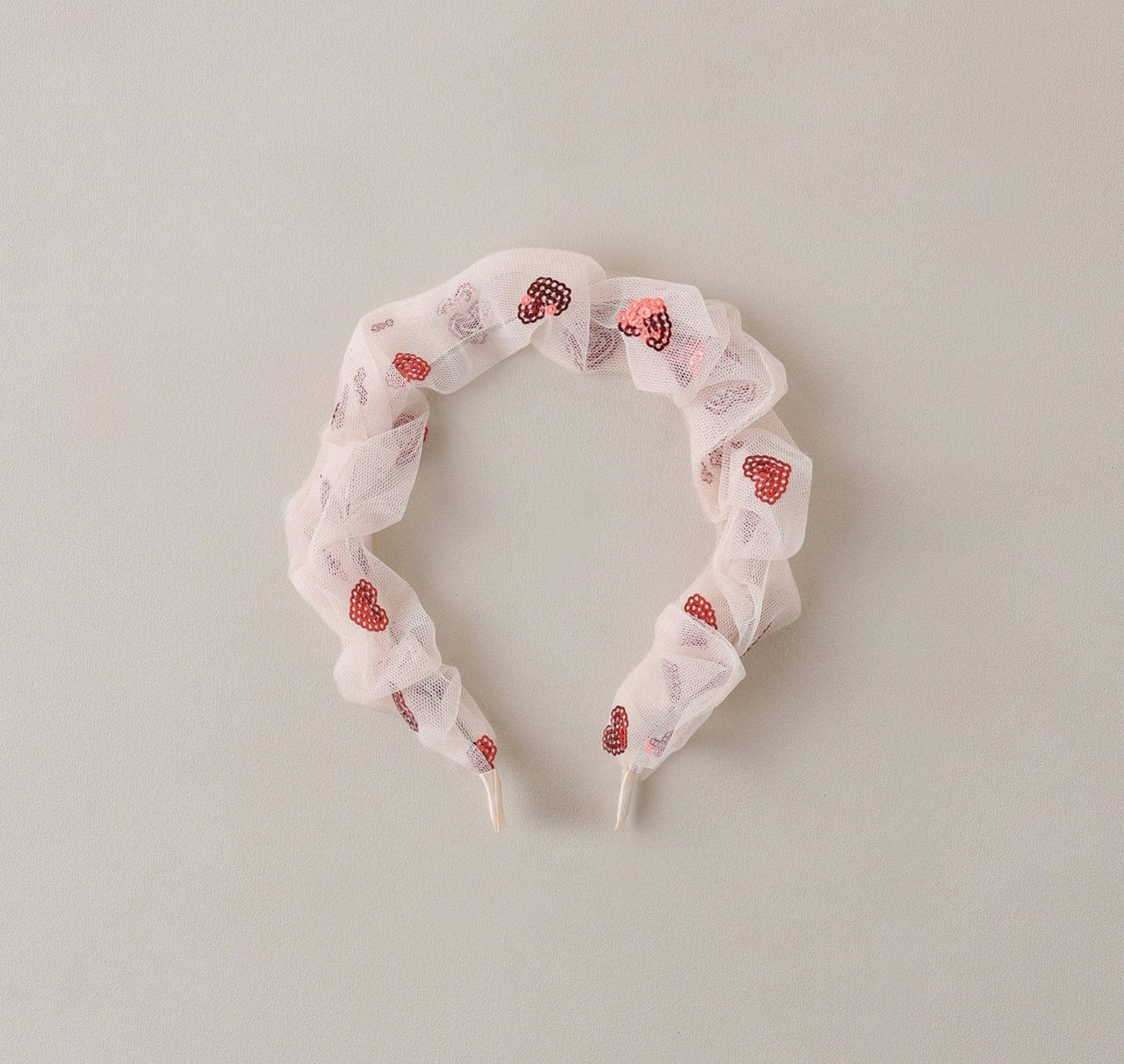 NoraLee Girls Gathered Headband - RED HEARTS | HONEYPIEKIDS 