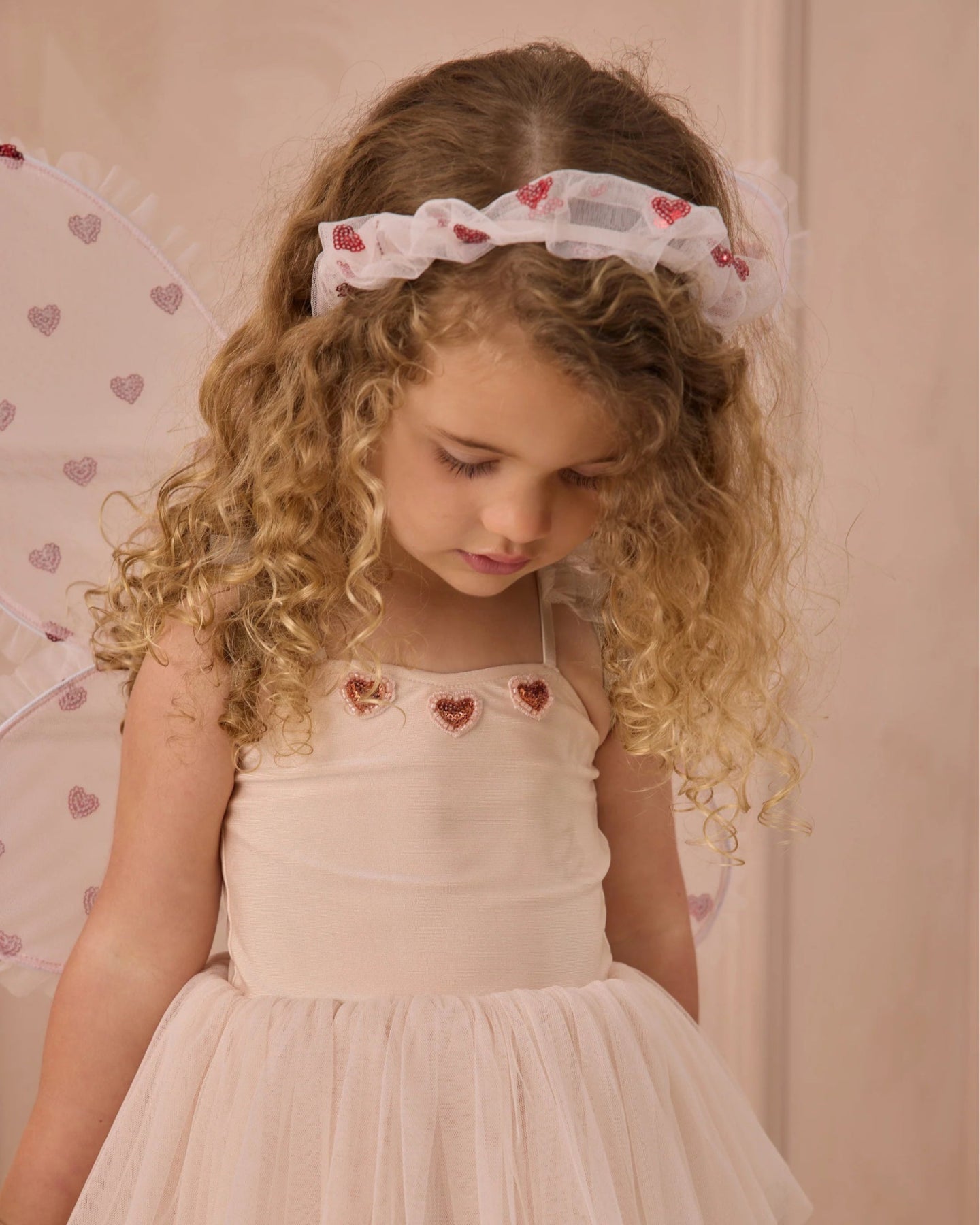 NoraLee Girls Gathered Headband - RED HEARTS | HONEYPIEKIDS 