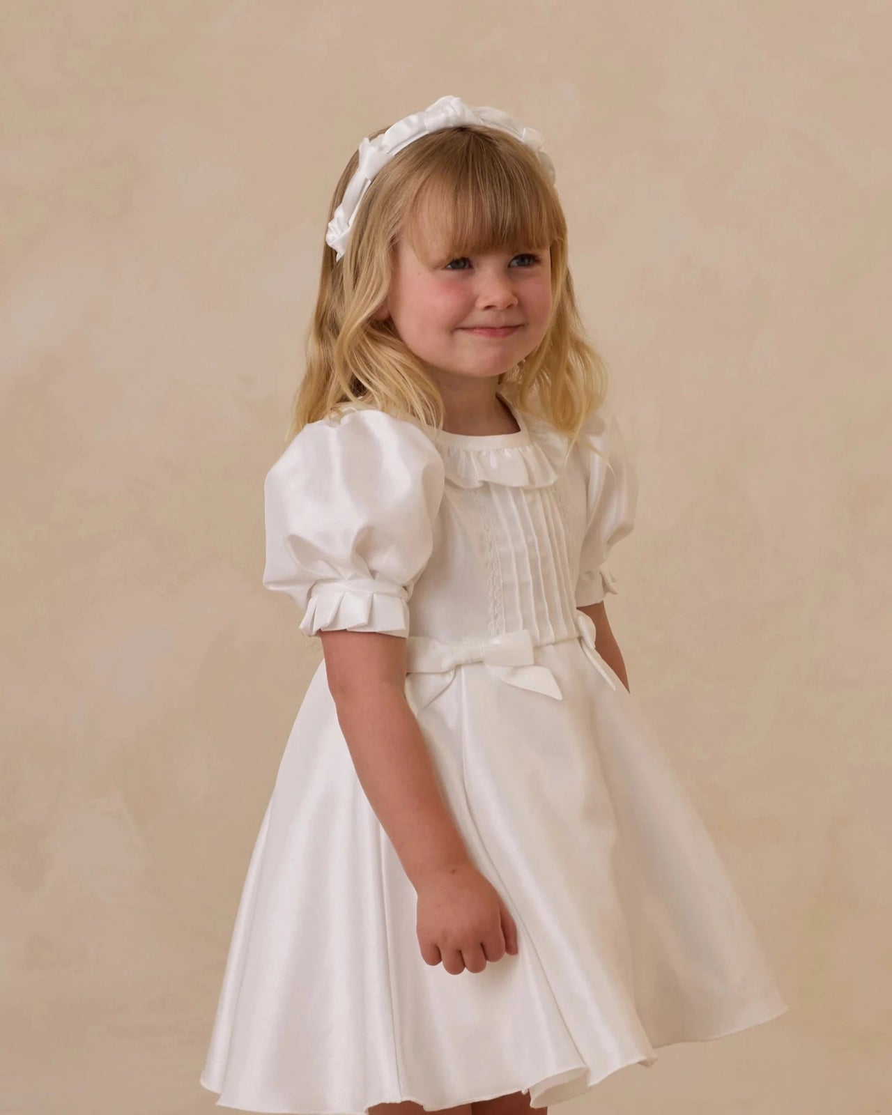NoraLee Girls Pleated Headband in White | HONEYPIEKIDS 