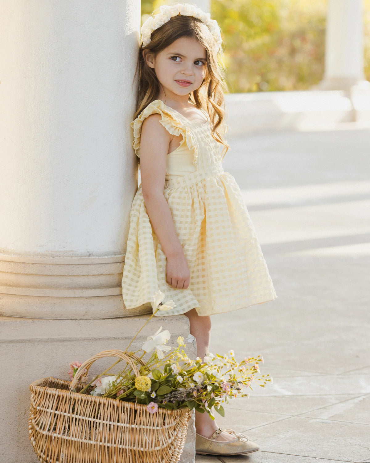 NoraLee Provence Dress In Lemon Check | HONEYPIEKIDS