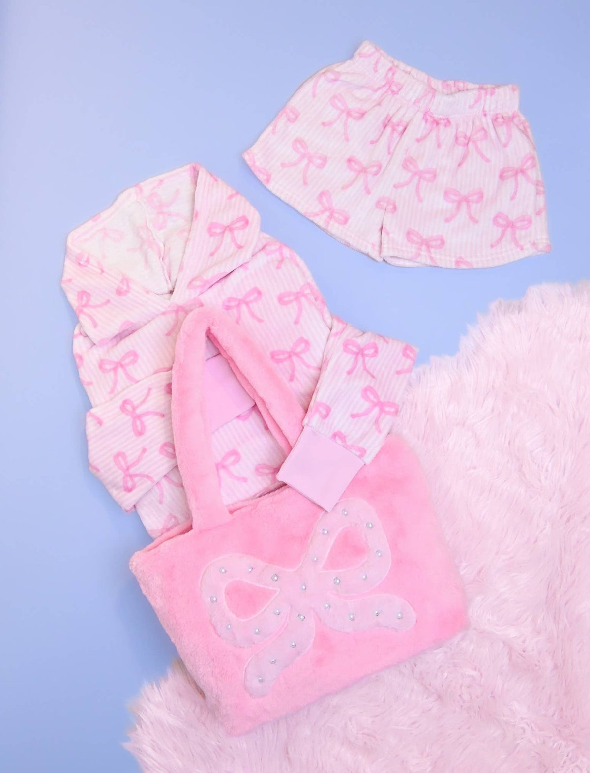 OMG Accessories - (3 PACK) Striped Bow Printed Cozy Pajama Shorts | HONEYPIEKIDS 