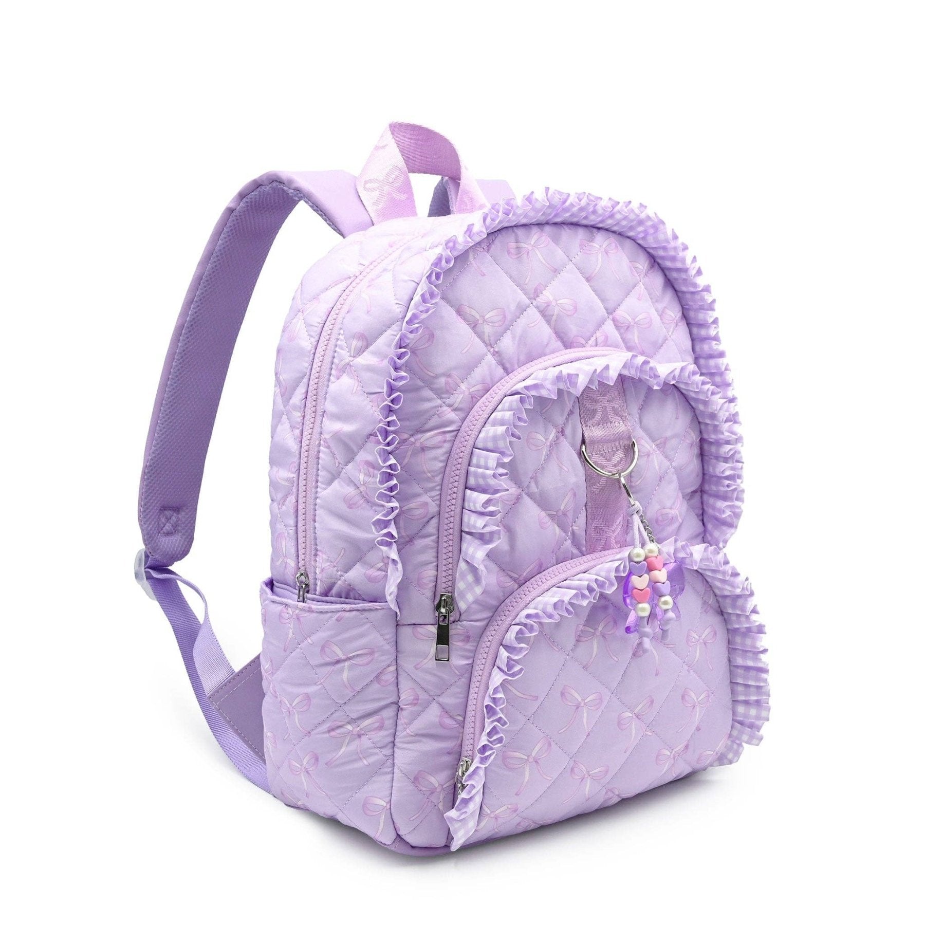 OMG Lavender Bow and Ruffle Girls Large Backpack w/ Charm | HONEYPIEKIDS