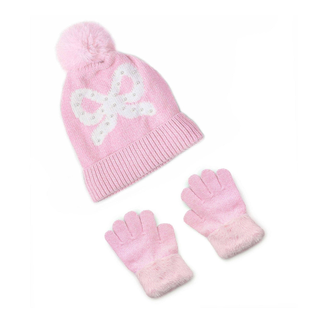 OMG Accessories - Pearl Bow Hat and Gloves Set | HONEYPIEKIDS 