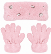 OMG Accessories - Rhinestone Headband and Gloves Plush Winter Glam Set | HONEYPIEKIDS 