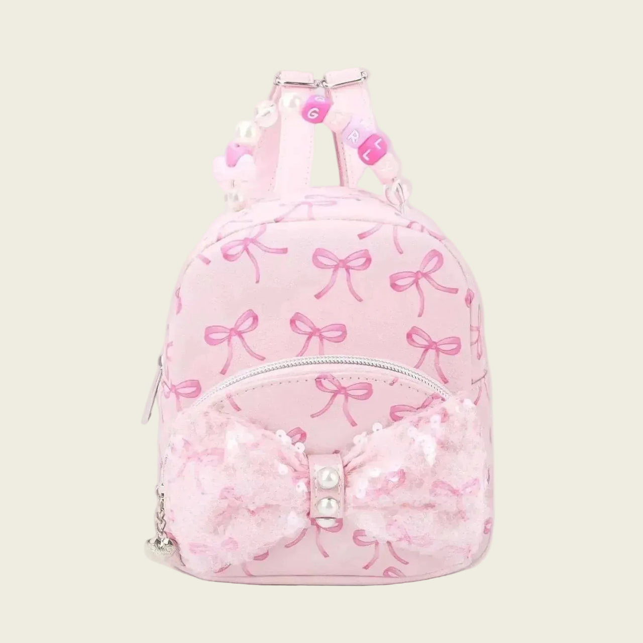 OMG Accessories - Sequin Bow Printed Micro Kids Mini Backpack with Beaded Top Handle | HONEYPIEKIDS 