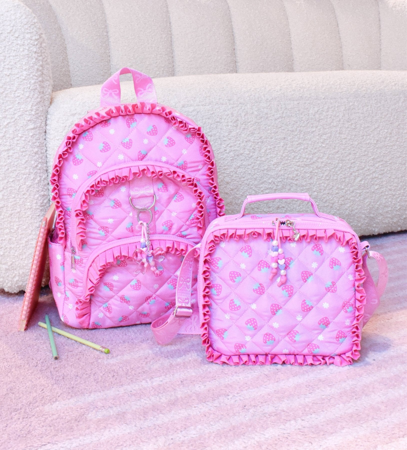 OMG Strawberries and Ruffles Quilted Lunch Bag | HONEYPIEKIDS 