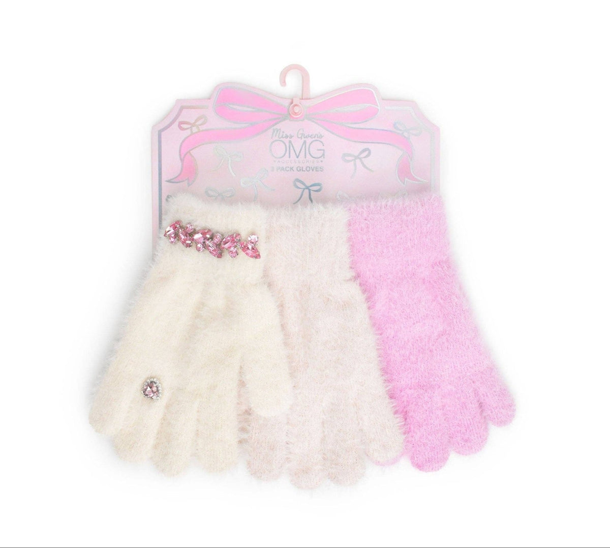 OMG Accessories - Rhinestone Hearts 3 Piece Gloves Set | HONEYPIEKIDS 