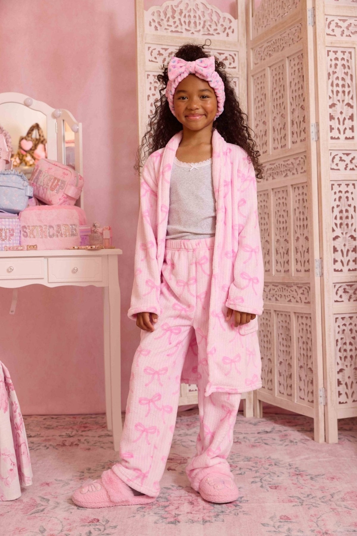 OMG Girls Stripe Bow Print Lounge Pants | HONEYPIEKIDS