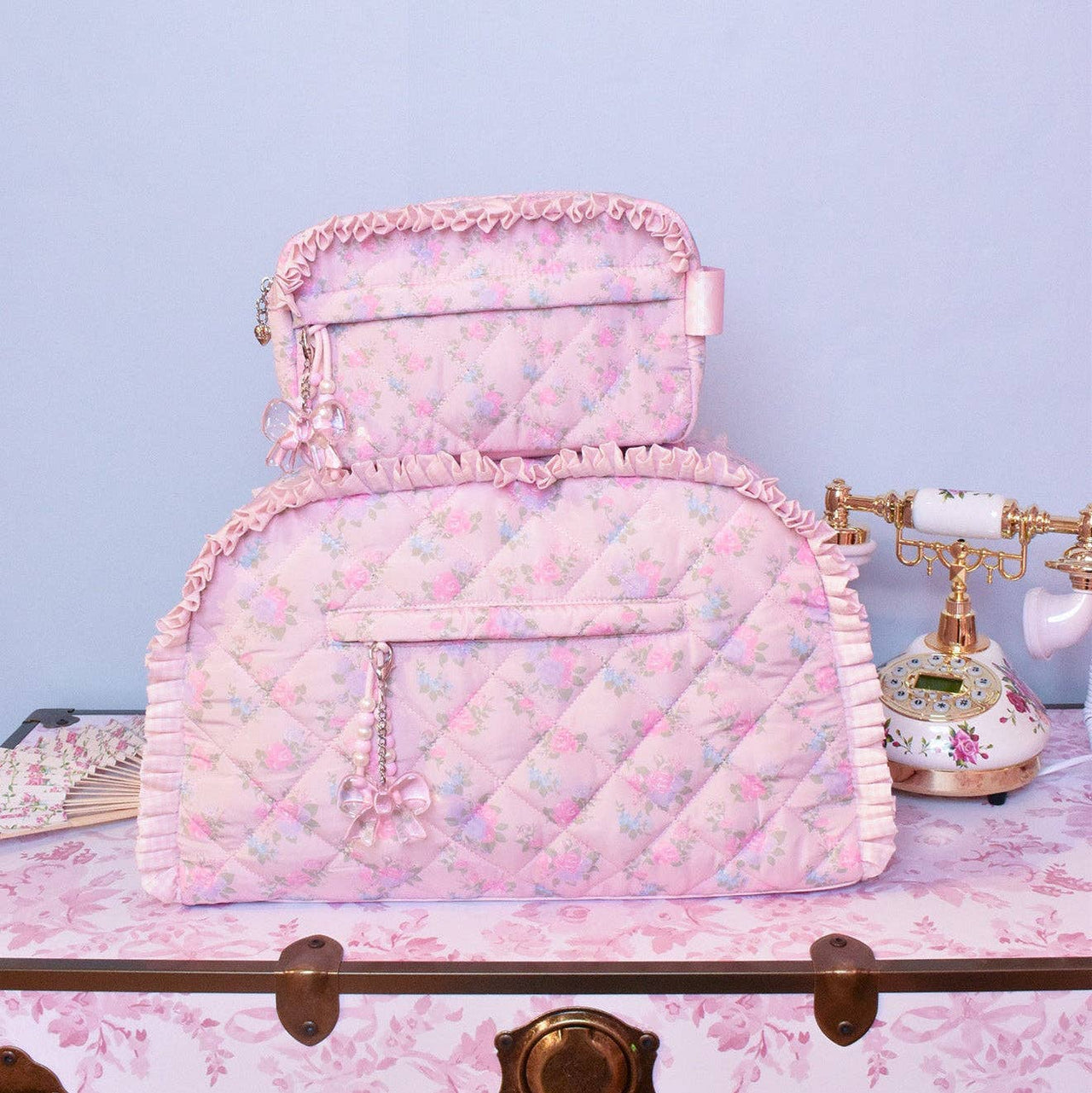 OMG Quilted Floral Printed Medium Duffle Bag | HONEYPIEKIDS