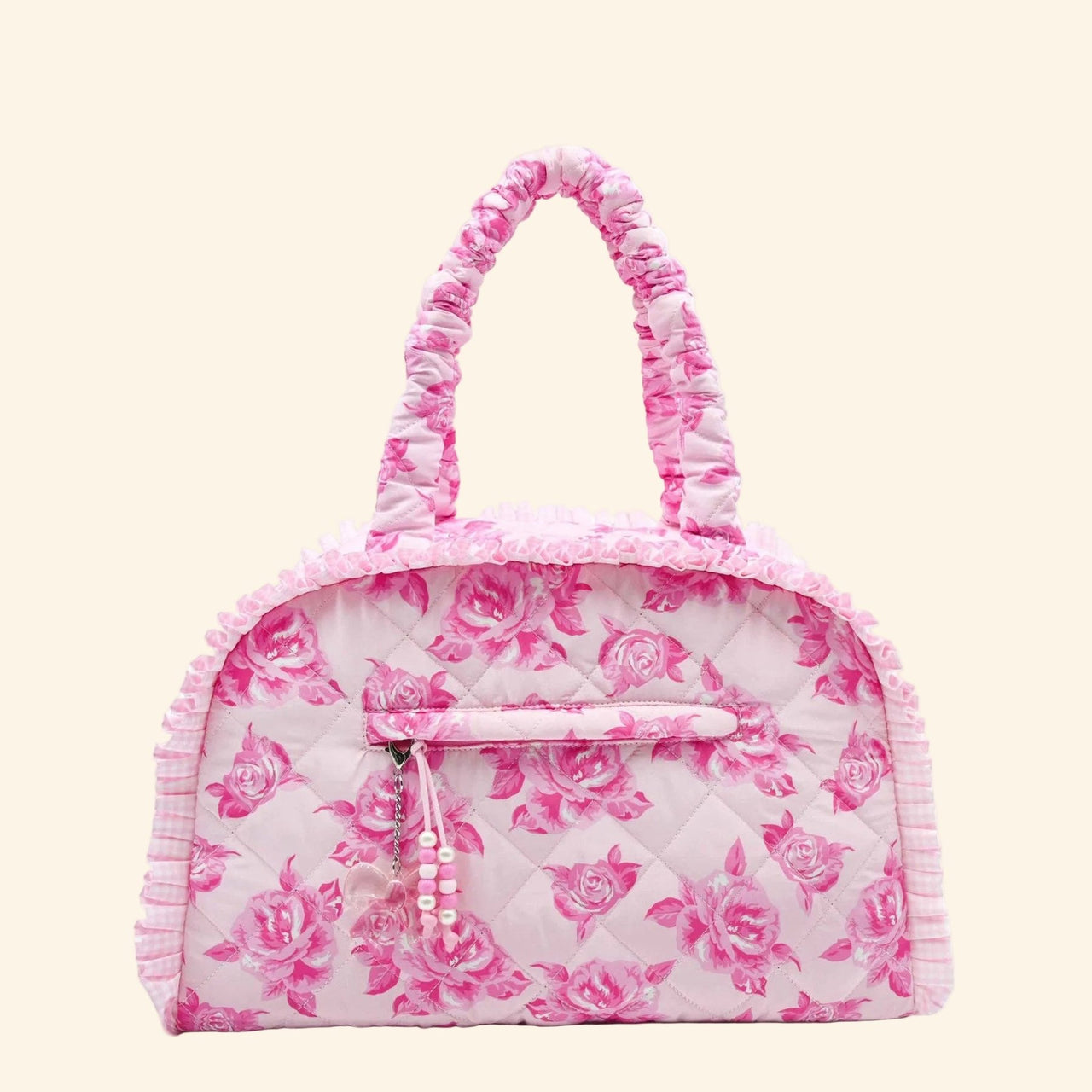 OMG Quilted Rose Printed Medium Duffle Bag