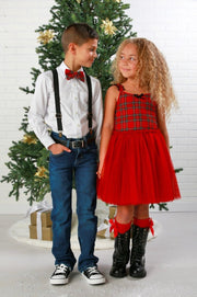 Ooh La La Couture BOYS Red Plaid Holiday Bow Tie | HONEYPIEKIDS