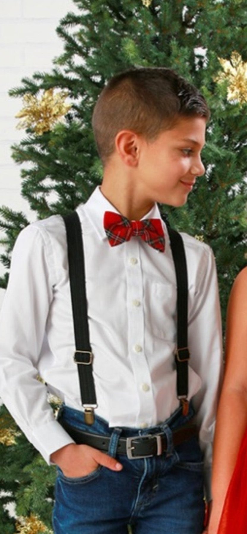 Ooh La La Couture BOYS Red Plaid Holiday Bow Tie | HONEYPIEKIDS