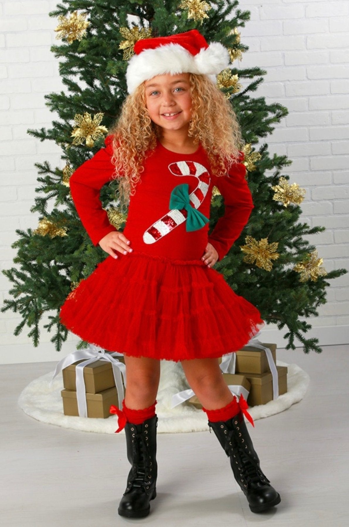 Ooh! La, La! Couture Girls Red Candy Cane Tutu Dress | HONEYPIEKIDS 