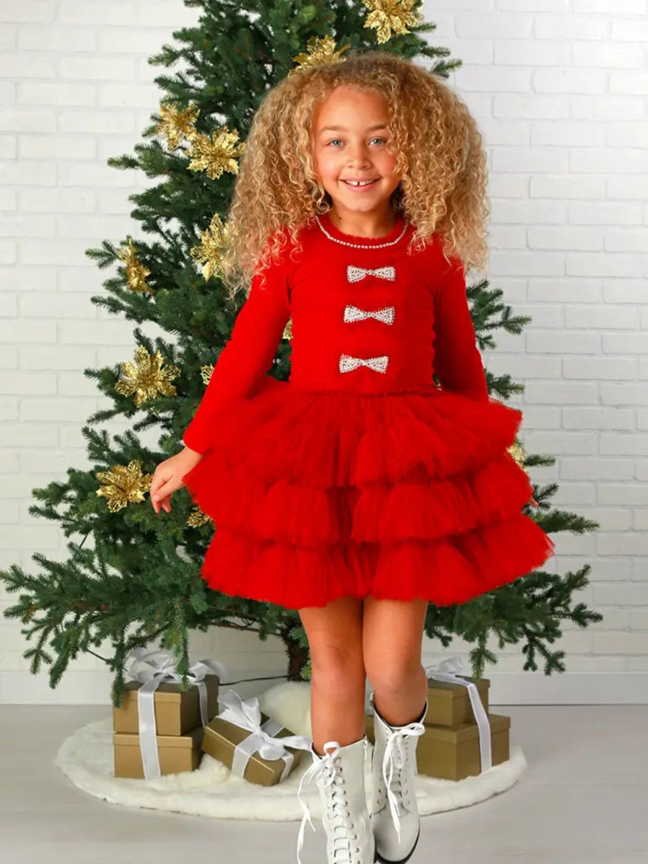 Ooh La La Couture Holiday Elise Tutu Dress in Ruby Red | HONEYPIEKIDS
