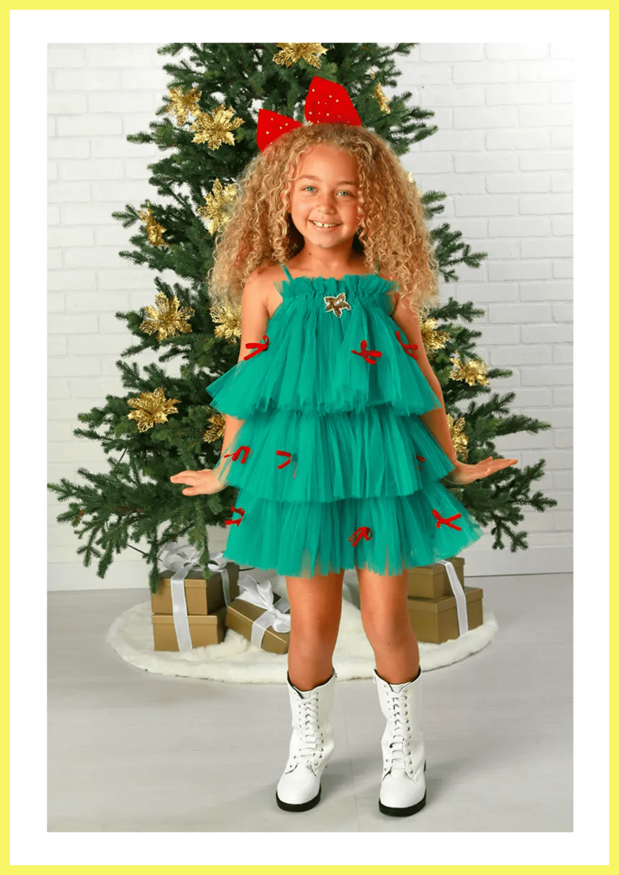Ooh La La Couture Holiday Mistletoe Emerald Green Tulle Dress
