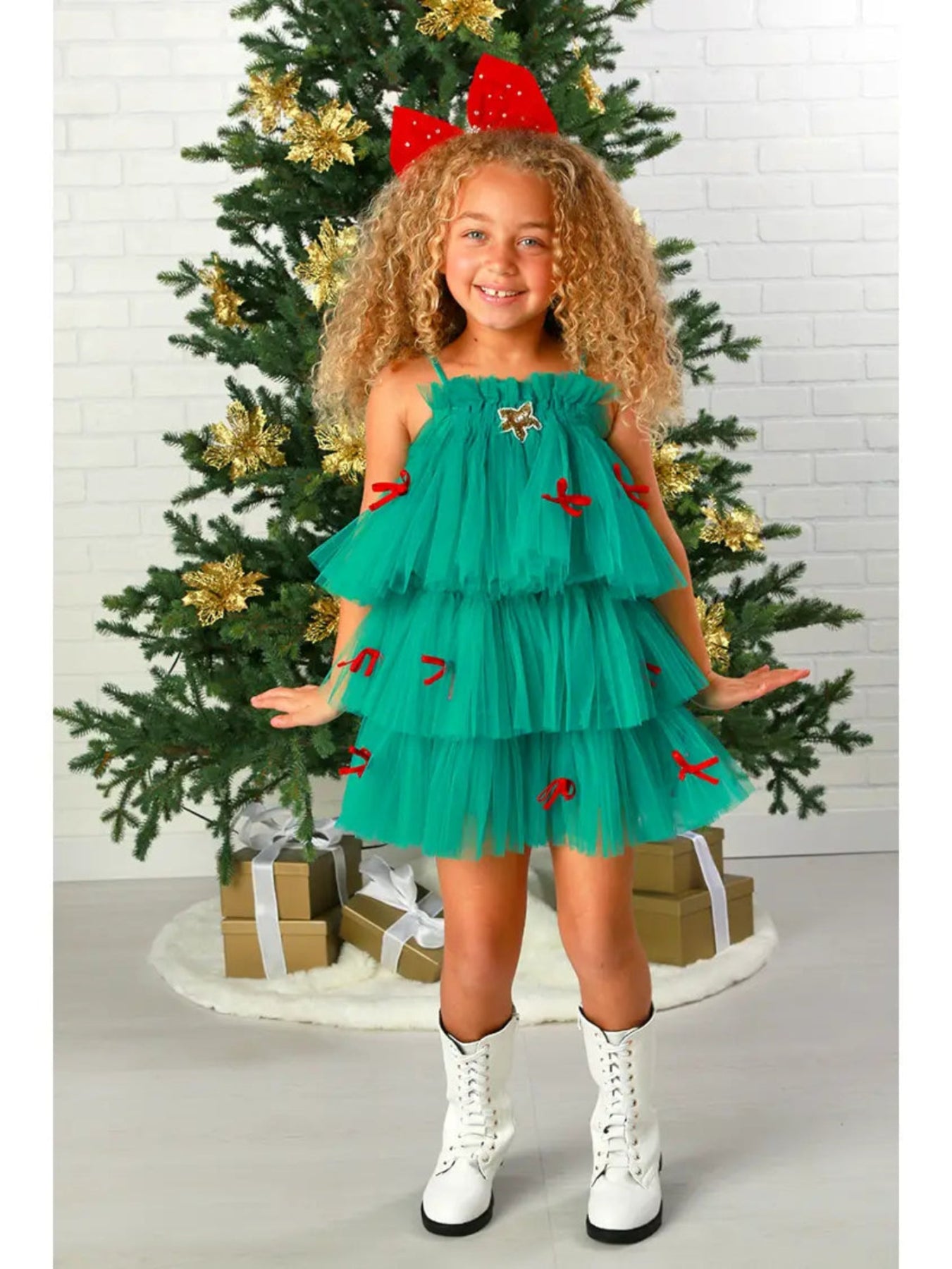 Ooh La La Couture Emerald Green Tulle Mistletoe Dress - HONEYPIEKIDS.COM