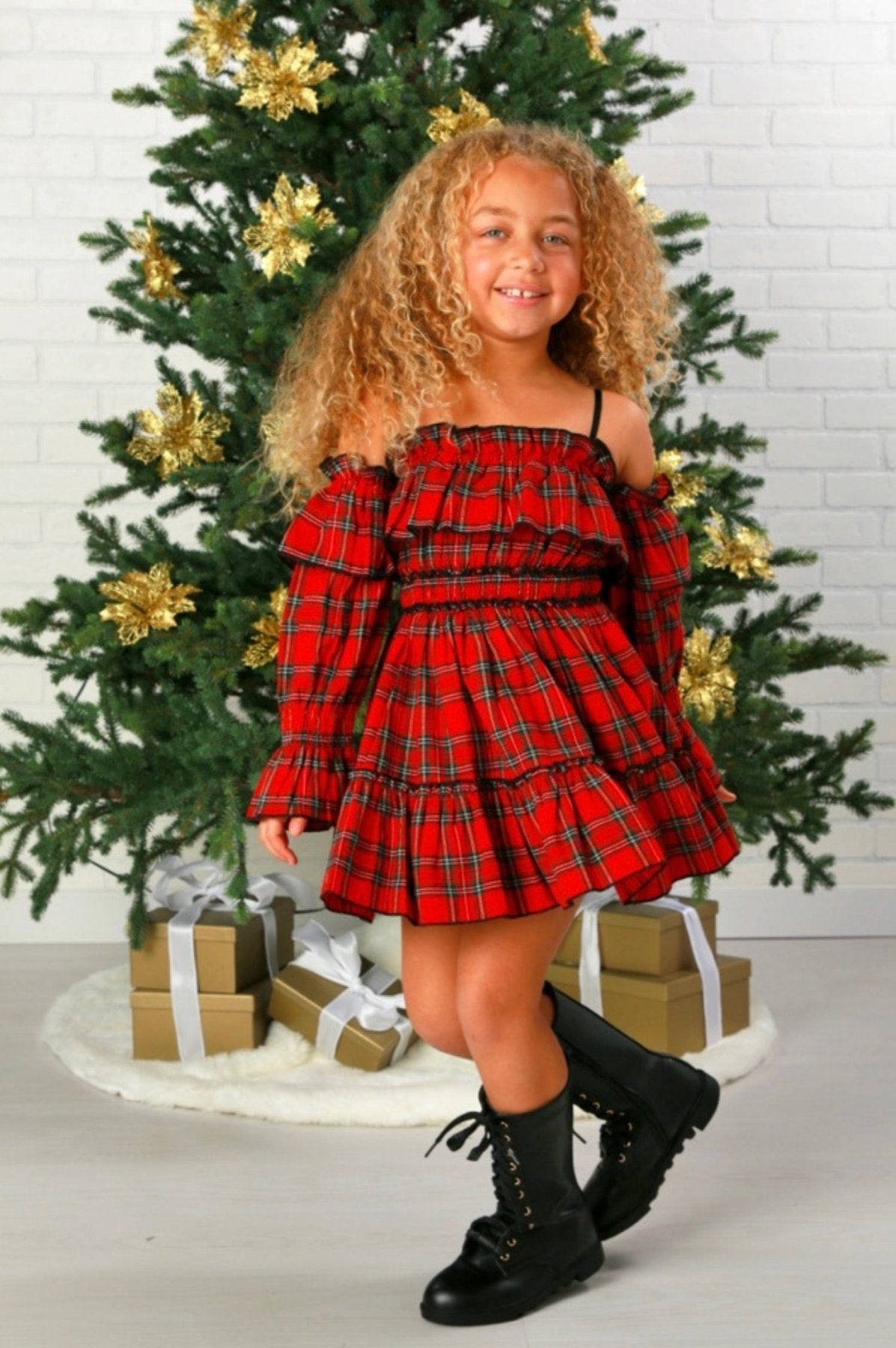 Ooh La La Couture Holiday Red Plaid Avery Dress | HONEYPIEKIDS 