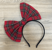 Ooh La La Couture Holiday Red Plaid Bow Headband | HONEYPIEKIDS 