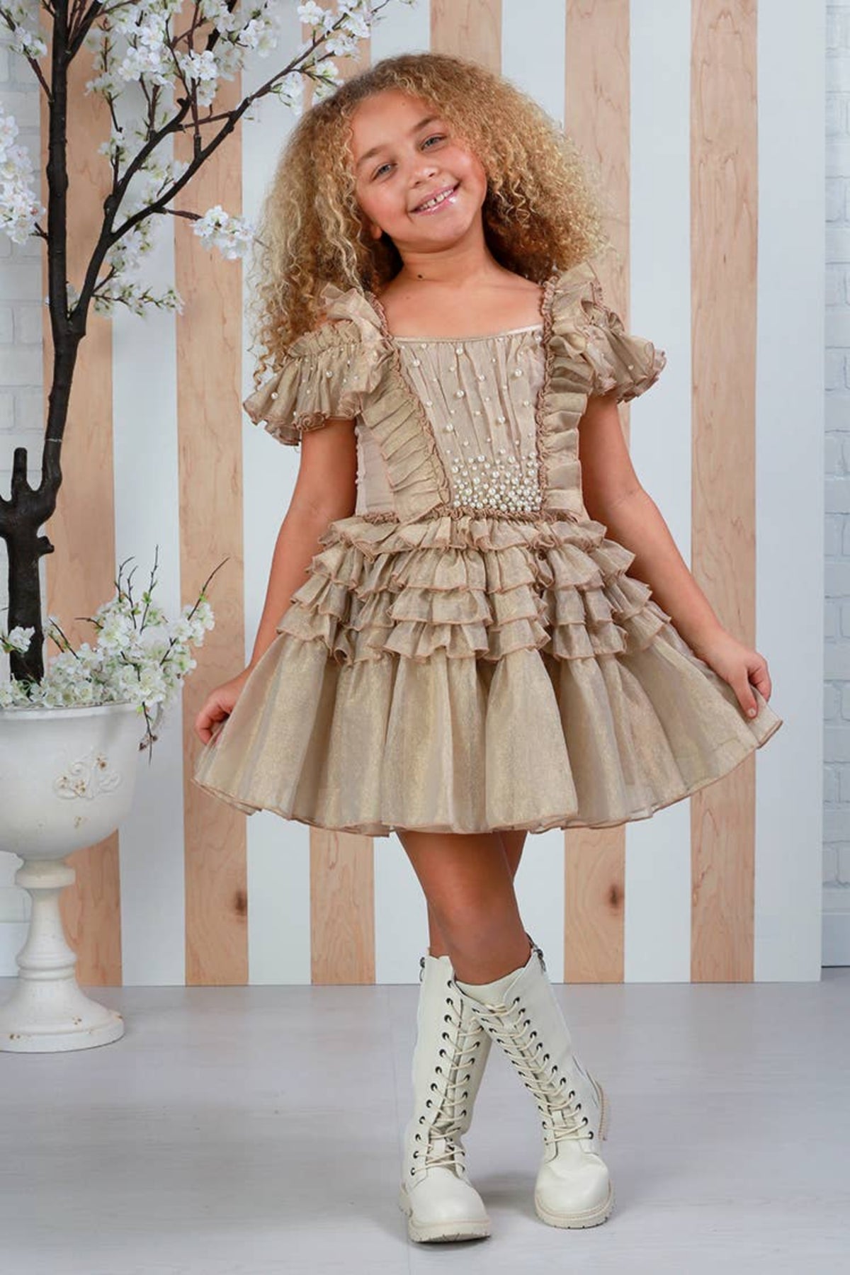 Ooh! La, La! Couture - Zoe, Gold | HONEYPIEKIDS | Girls Elegant Tulle Dresses
