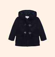 Patachou Boys Navy Blue Mouflon Coat With Hood | HONEYPIEKIDS 