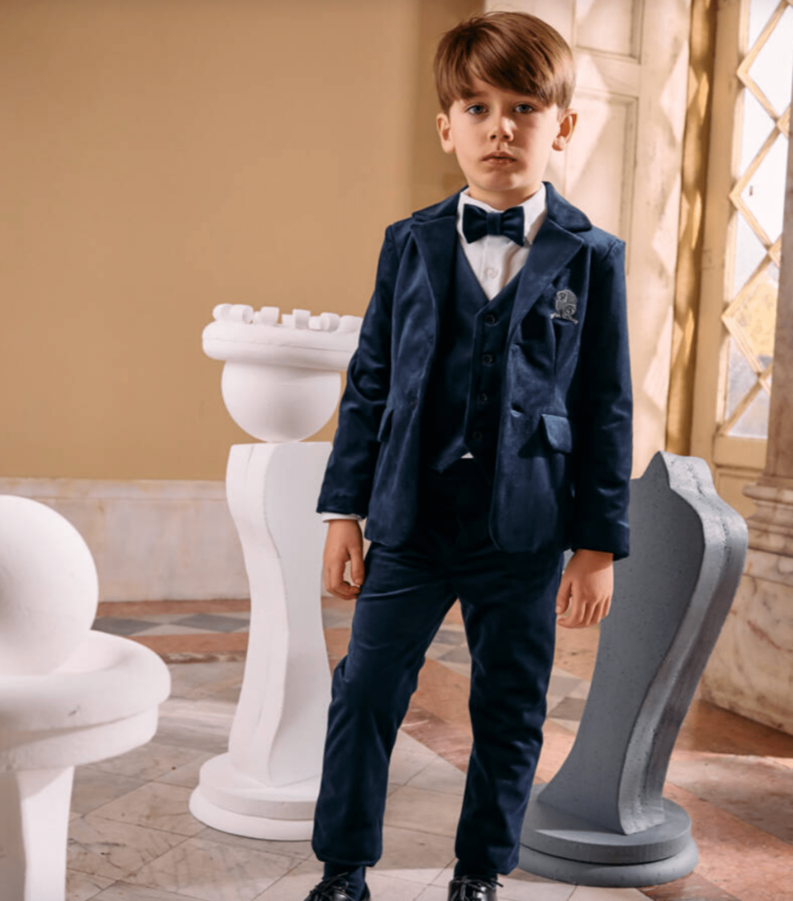 Patachou Boys Navy Blue Velvet Pants | HONEYPIEKIDS 