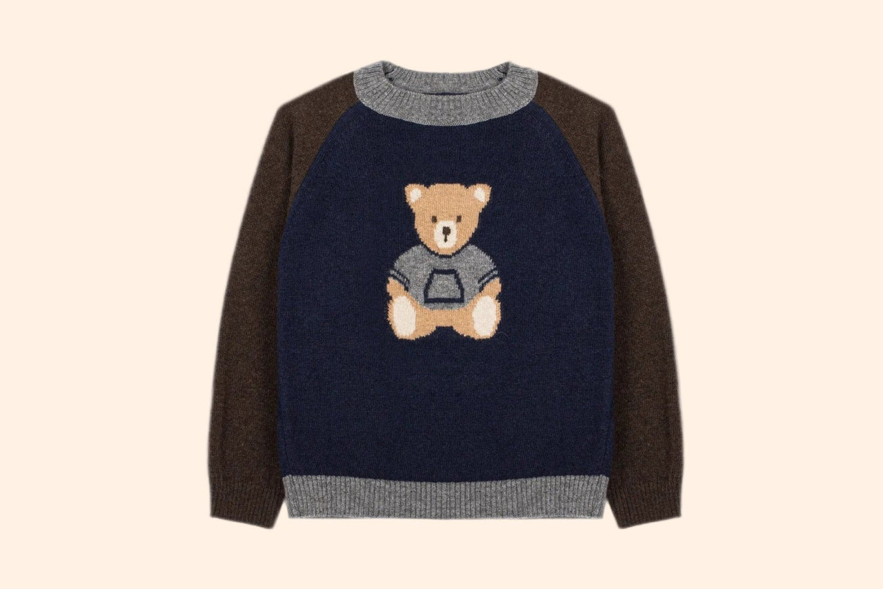 Patachou Boys Teddy Bear Cashmere Blend Knit Sweater | HONEYPIEKIDS