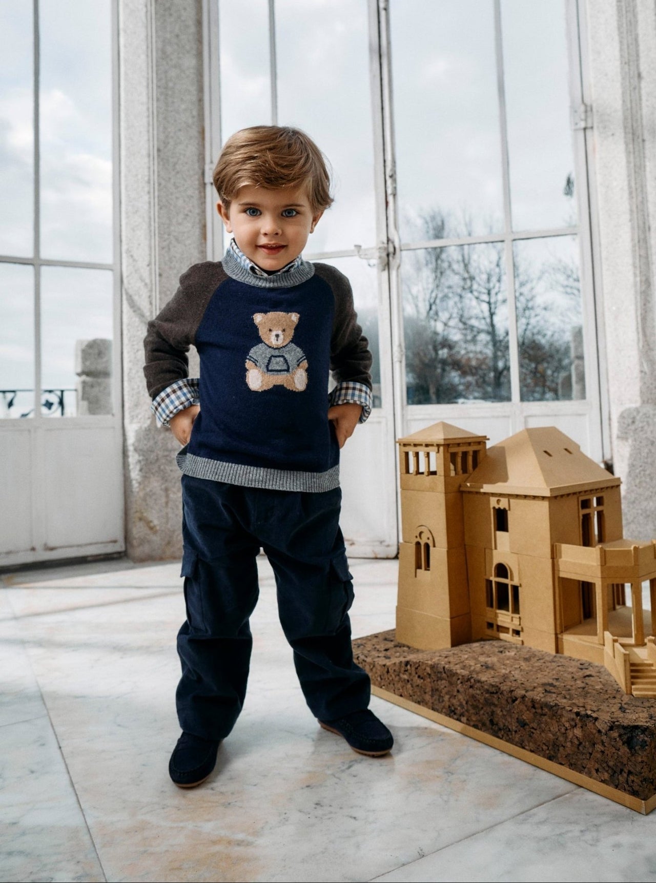 Patachou Boys Teddy Bear Cashmere Blend Knit Sweater | HONEYPIEKIDS
