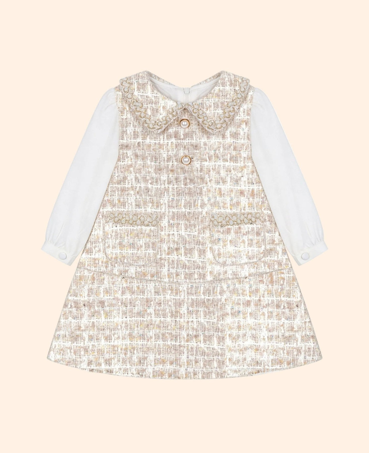 Patachou Cream Sparkly Tweed Dress - Baby and Toddler