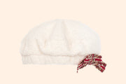 Patachou Girls Beige Beret With Tweed Bow | HONEYPIEKIDS 