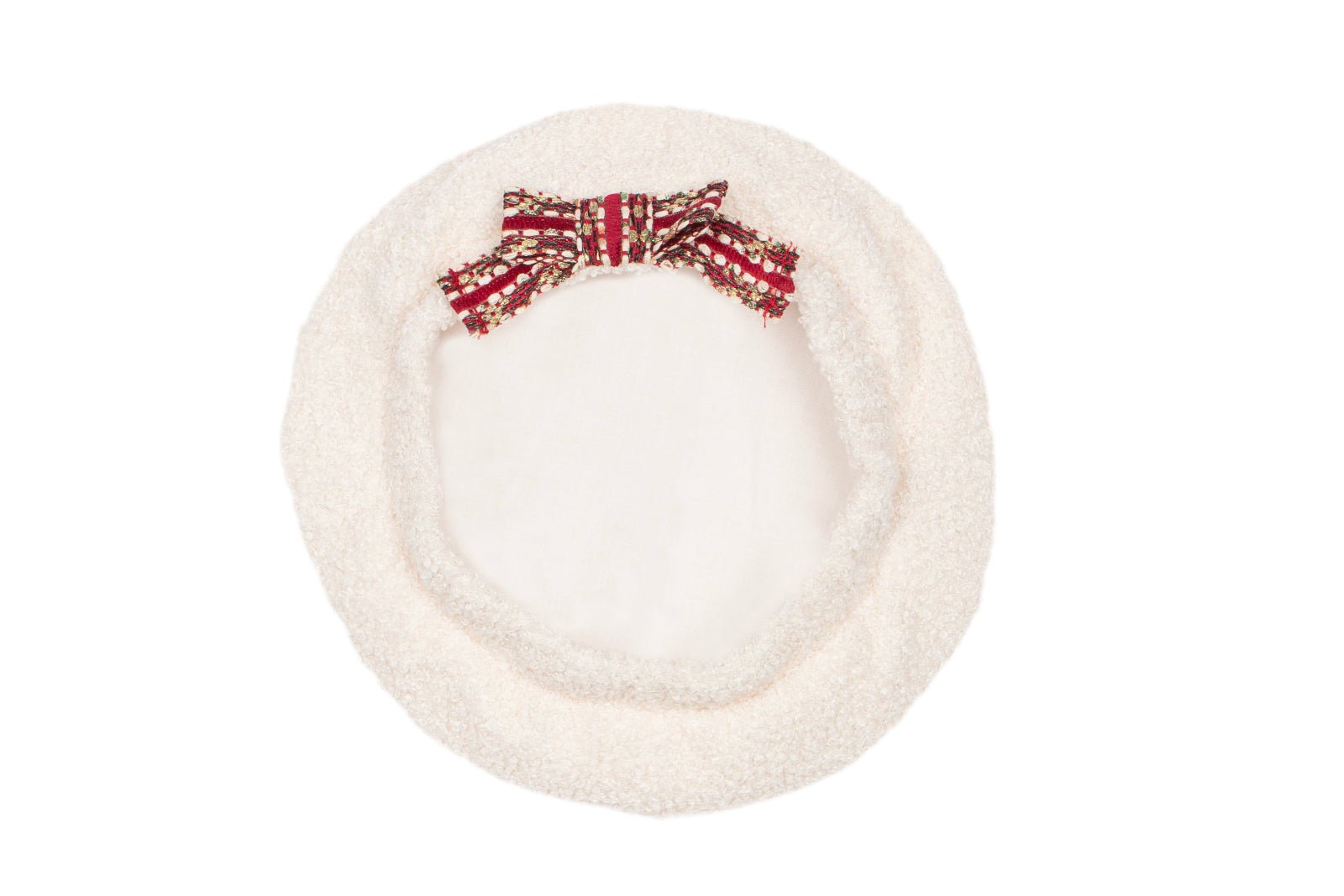 Patachou Girls Beige Beret With Tweed Bow | HONEYPIEKIDS 