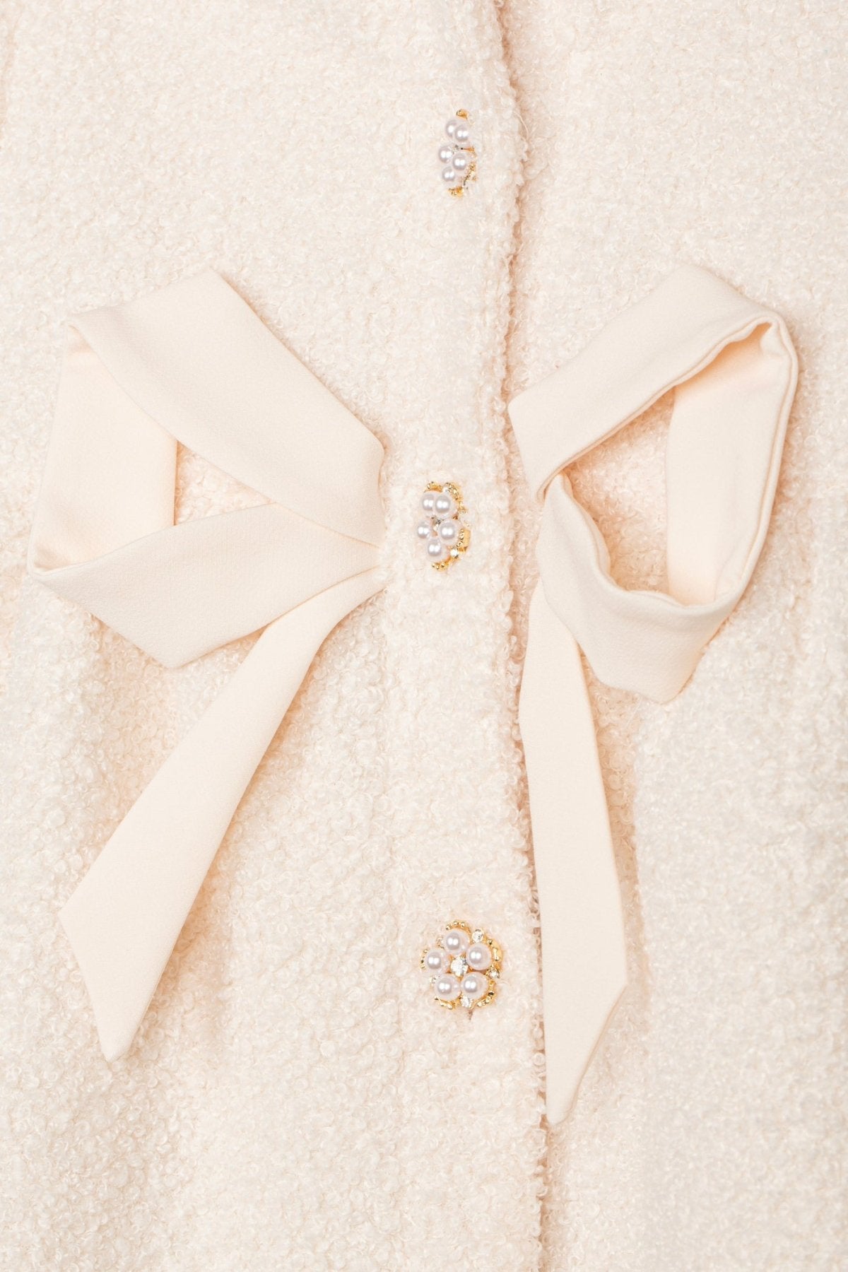 Patachou Girls Beige Boucle Coat With Bow | HONEYPIEKIDS 