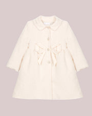 Patachou Girls Beige Boucle Coat With Bow | HONEYPIEKIDS 