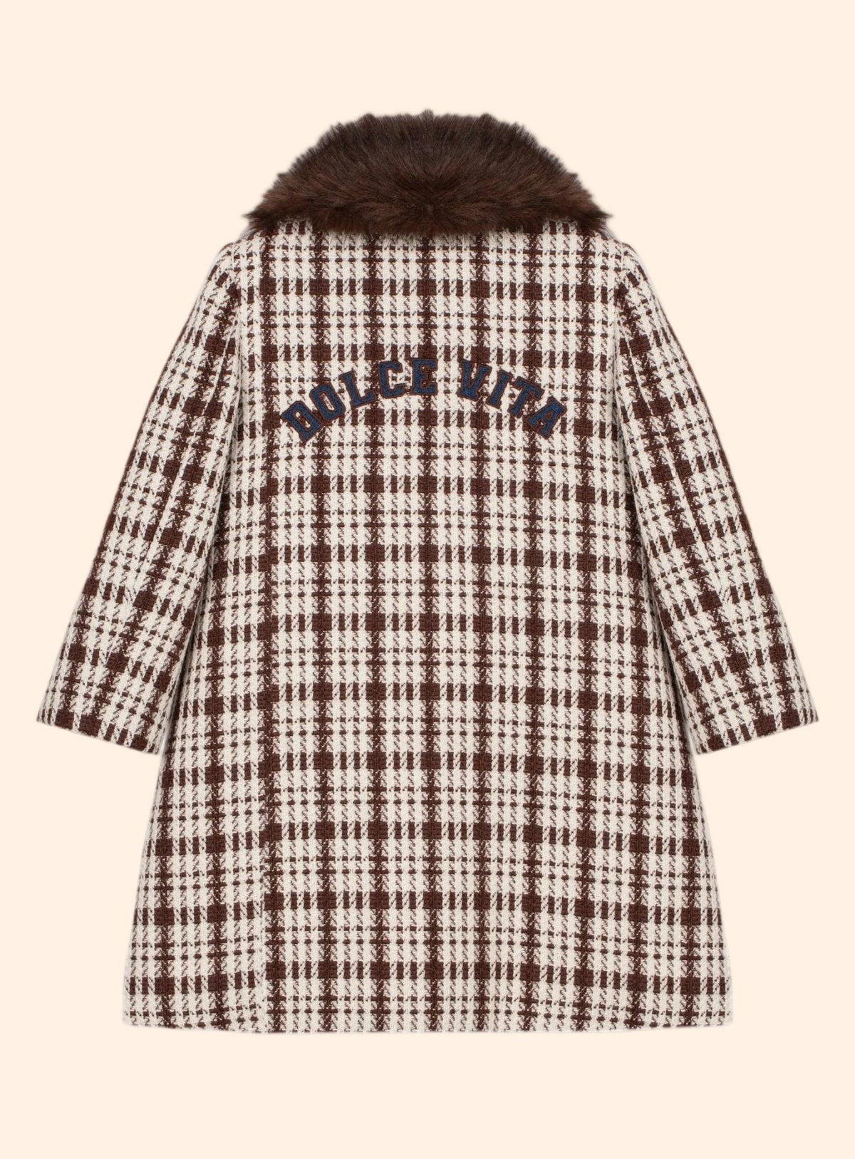 Patachou Girls Chocolate Brown Plaid Coat | HONEYPIEKIDS