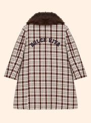 Patachou Girls Chocolate Brown Plaid Coat | HONEYPIEKIDS