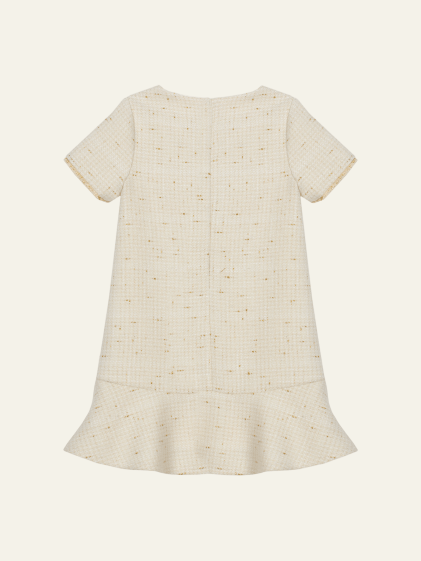 Patachou Girls Ecru and Gold Tweed Dress | HONEYPIEKIDS 
