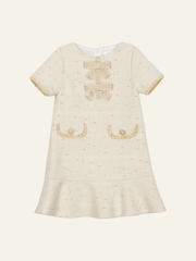 Patachou Girls Ecru and Gold Tweed Dress | HONEYPIEKIDS 
