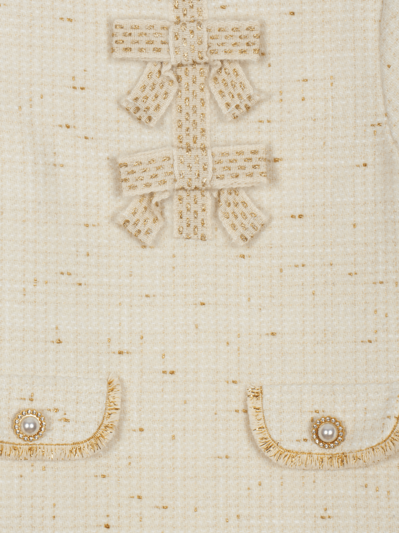 Patachou Girls Ecru and Gold Tweed Dress | HONEYPIEKIDS 