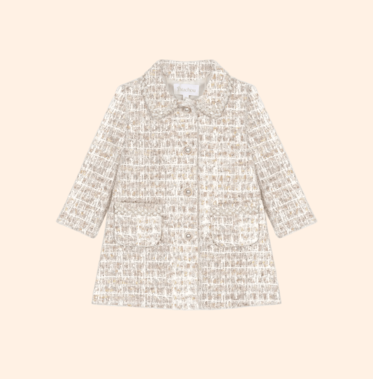 Patachou Girls Elegant Golden Sparkle Tweed Coat | HONEYPIEKIDS 